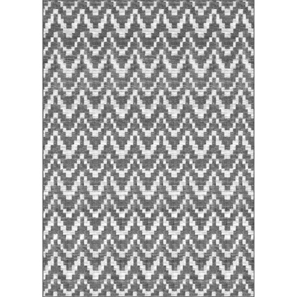 Ebern Designs Zinnea Chevron Tufted Area Rug in Gray/White Wayfair